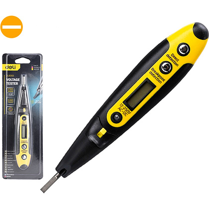 Индикаторная отвертка-тестер Deli YS EDL8005, 12-250 В, цифровая, желтый, черный - 2