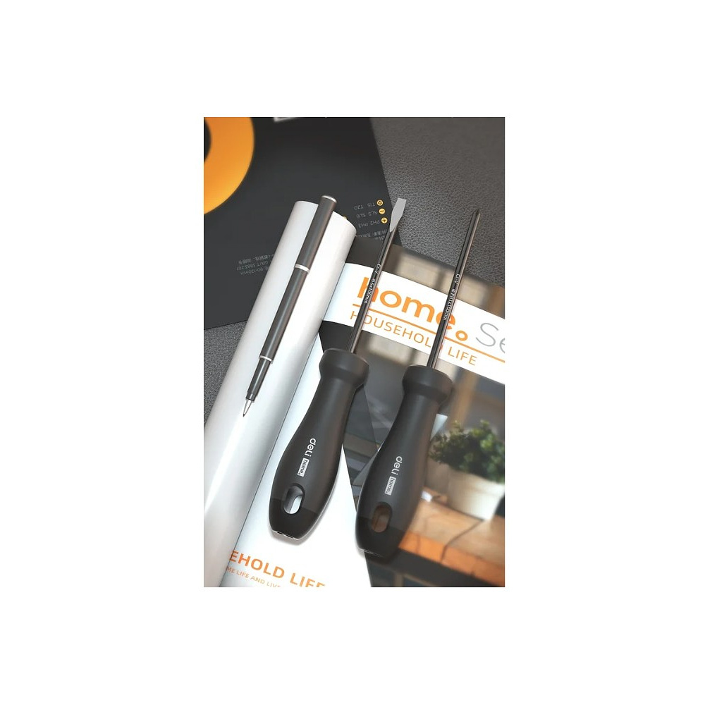 Набор отверток Deli HS HT1004, 4 шт. (PH1х100,PH2х150,SL5х100, SL6х150), Soft Touch, черный - 4