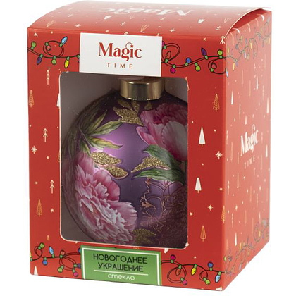 Шар елочный матовый "Ботаника", d8 см, 1 шт, сиреневый - 2