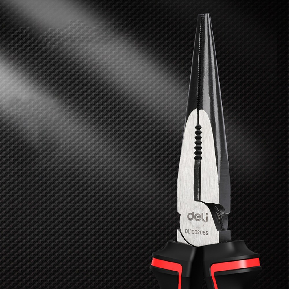 Длинногубцы "Deli" 205 мм, красный, черный - 2