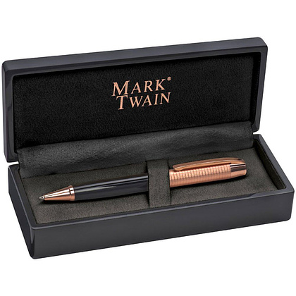 Ручка шариковая автоматическая "Mark Twain 1303403", черный, золотистый, стерж. синий - 2