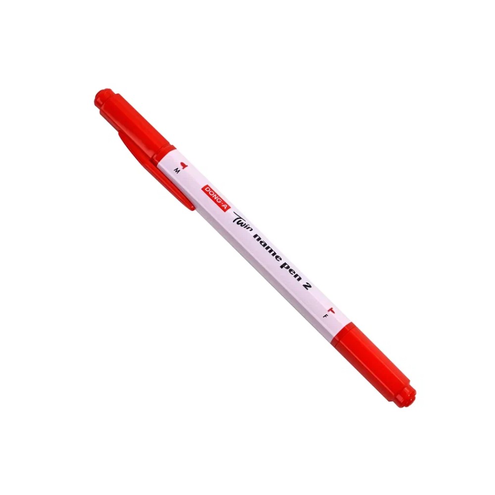 Маркер перманентный "Twin Name Pen", двусторонний, красный