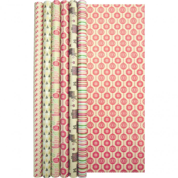 Бумага декоративная в рулоне "Kraft Christmas assortment", 60 г/м2, 2x0.7 м, ассорти - 5