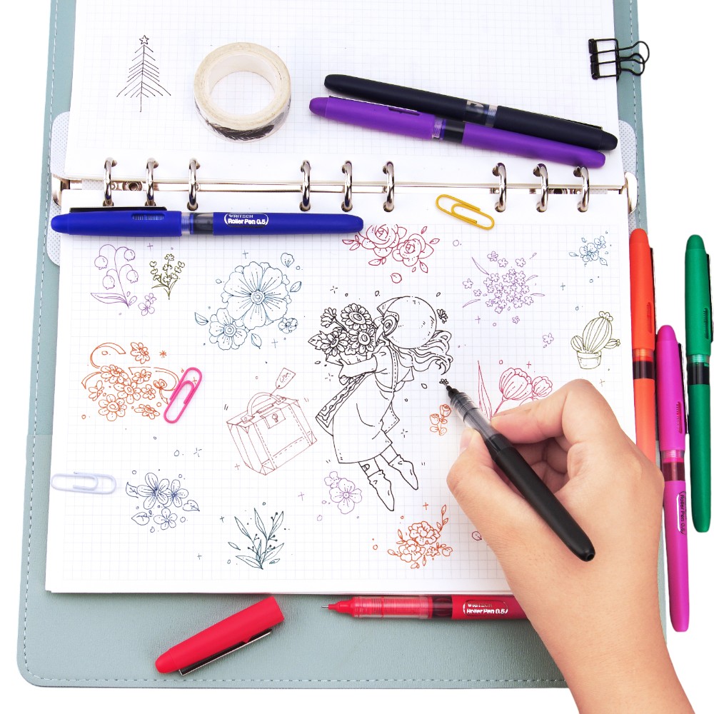 Ручка-роллер "Writech", 0,5 мм, синий, стерж. синий - 5