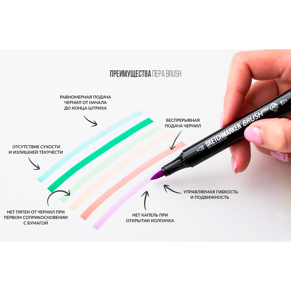 Маркер перманентный двусторонний "Sketchmarker Brush", BG91 графит - 8