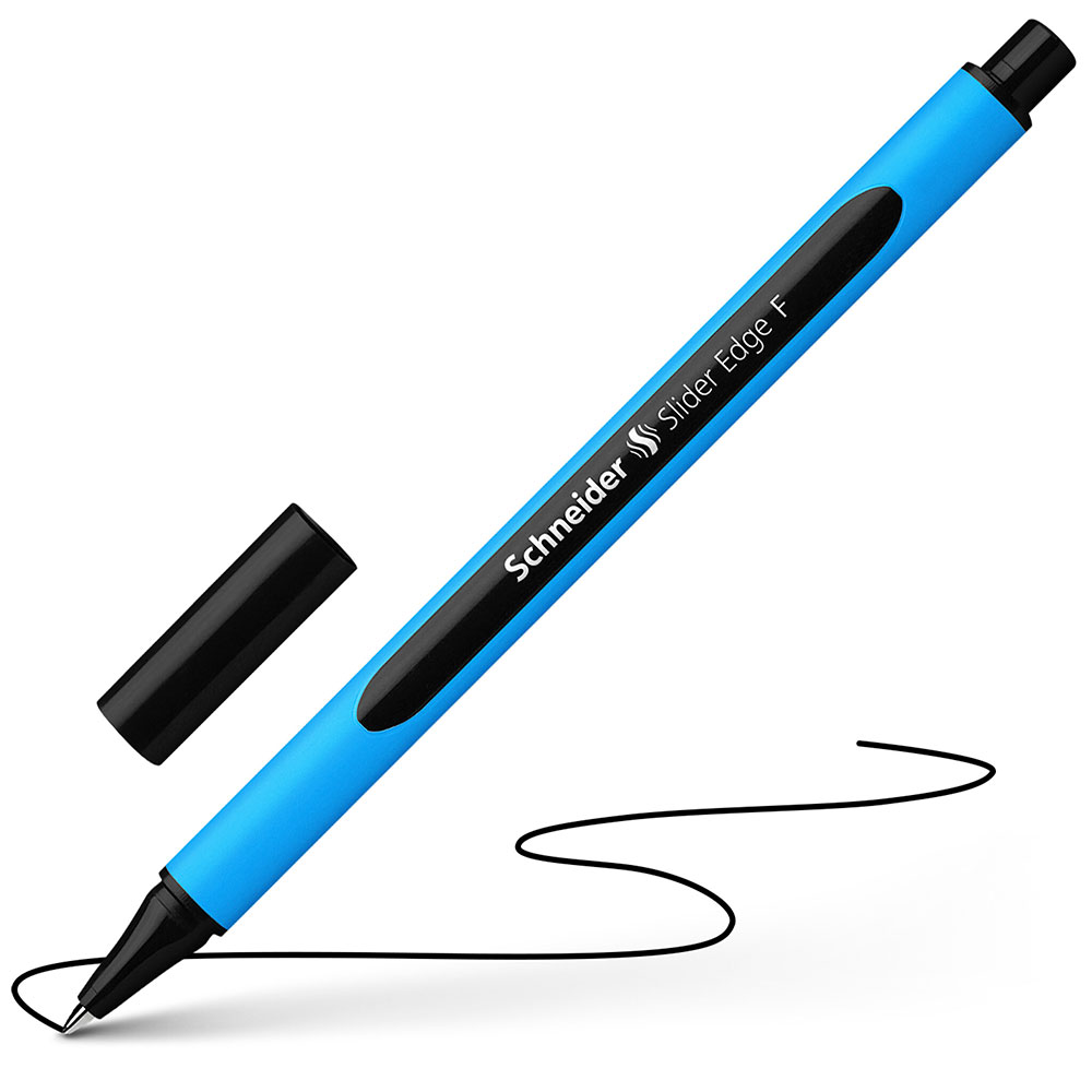 Ручка шариковая "Schneider Slider Edge F", голубой, черный, стерж. черный - 2
