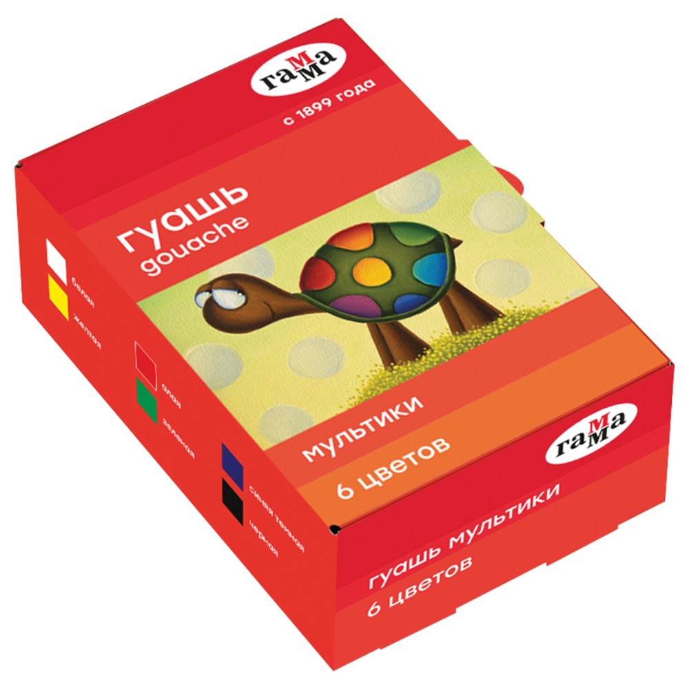 Гуашь "Мультики", 6 цветов, 20 мл, ассорти