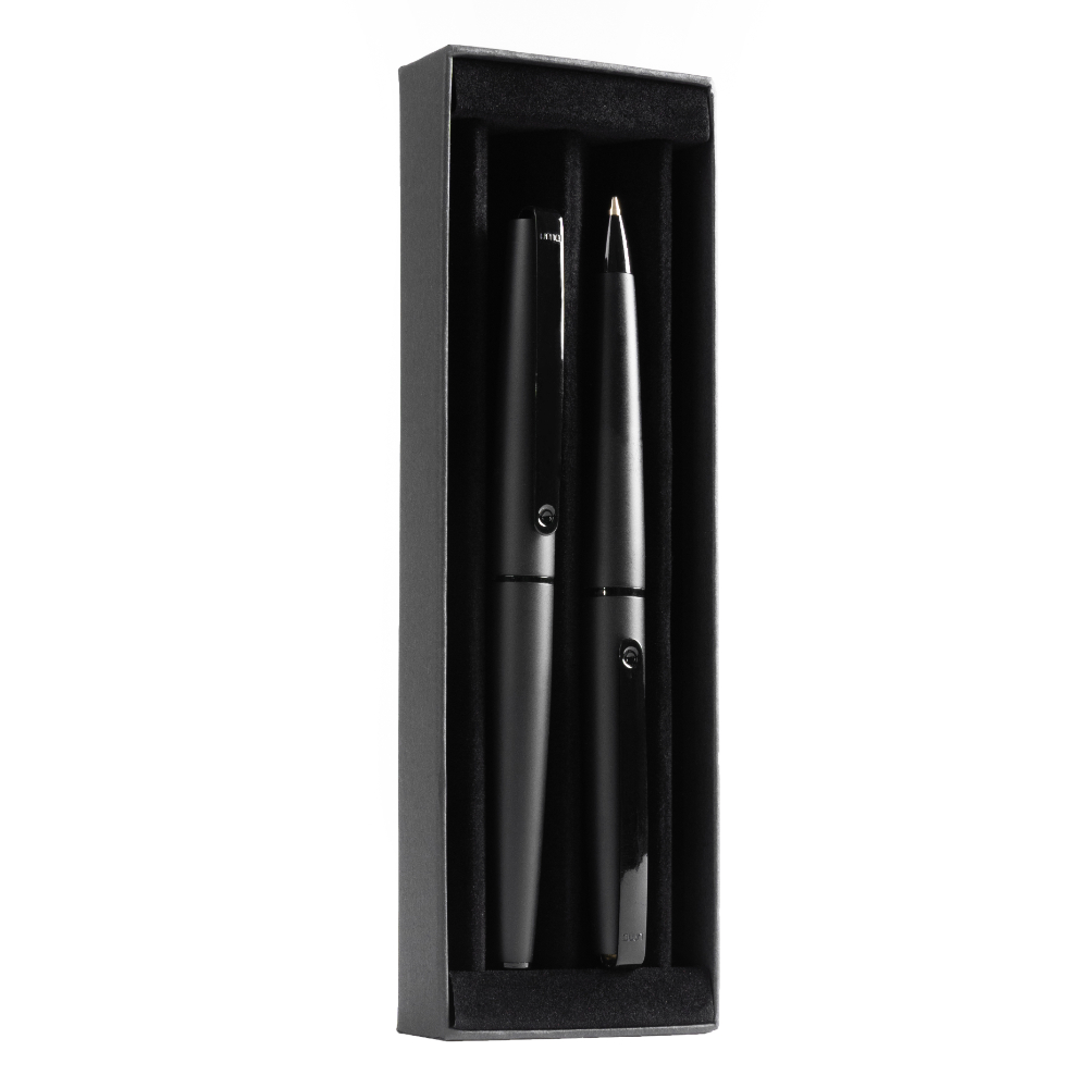 Набор Uma "Eternity M": ручка шариковая автоматическая и роллер, черный, серебристый