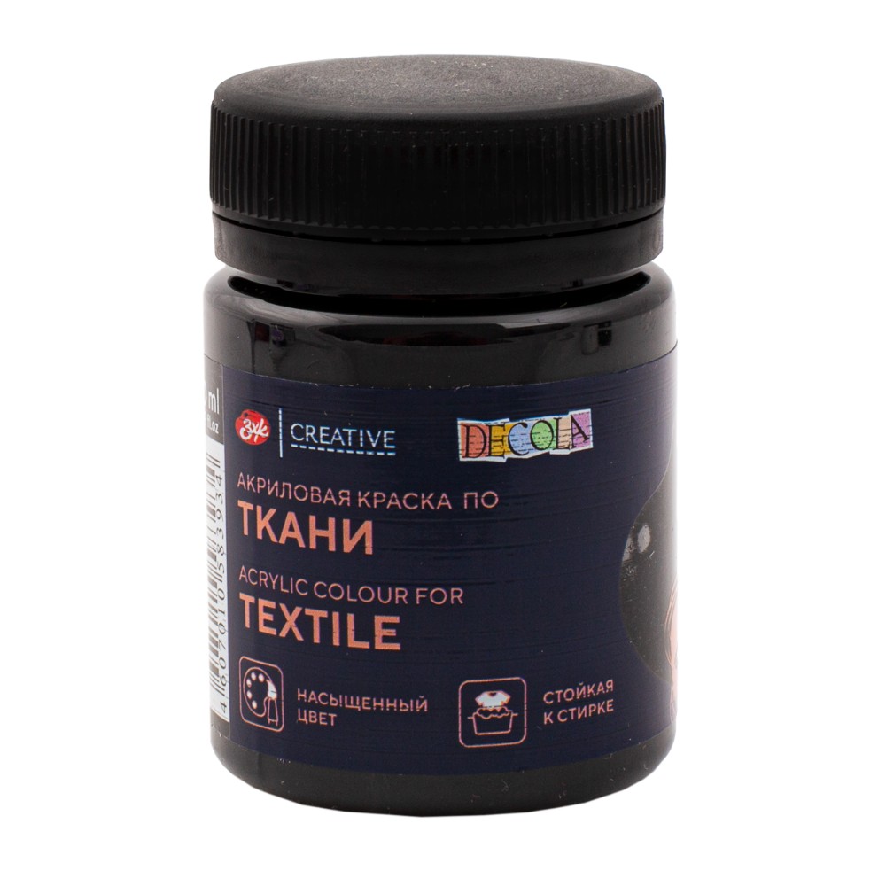 Краска акриловая по ткани "Декола", 810 черная, 50 мл., банка