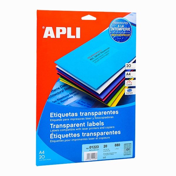 Влагоустойчивые прозрачные этикетки из полиэстера "Apli"