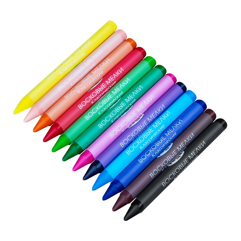 Мелки восковые "Классические", 12 цветов, ассорти