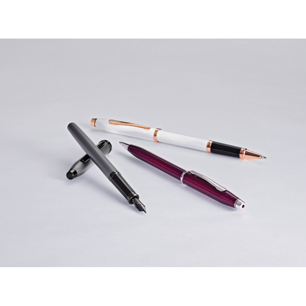 Ручка шариковая автоматическая Cross "Century II Pearlescent White Lacquer", 0.7 мм, жемчужный, розовое золото, стерж. черный