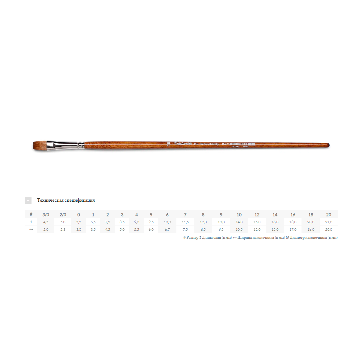 Кисть для рисования "Tintoretto Martora Kolinsky", сибирский колонок, плоская, №5 - 2