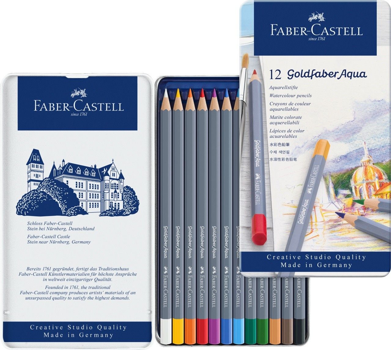 Карандаши цветные акварельные "Goldfaber Aqua", 12 цветов, металлическая упаковка - 2