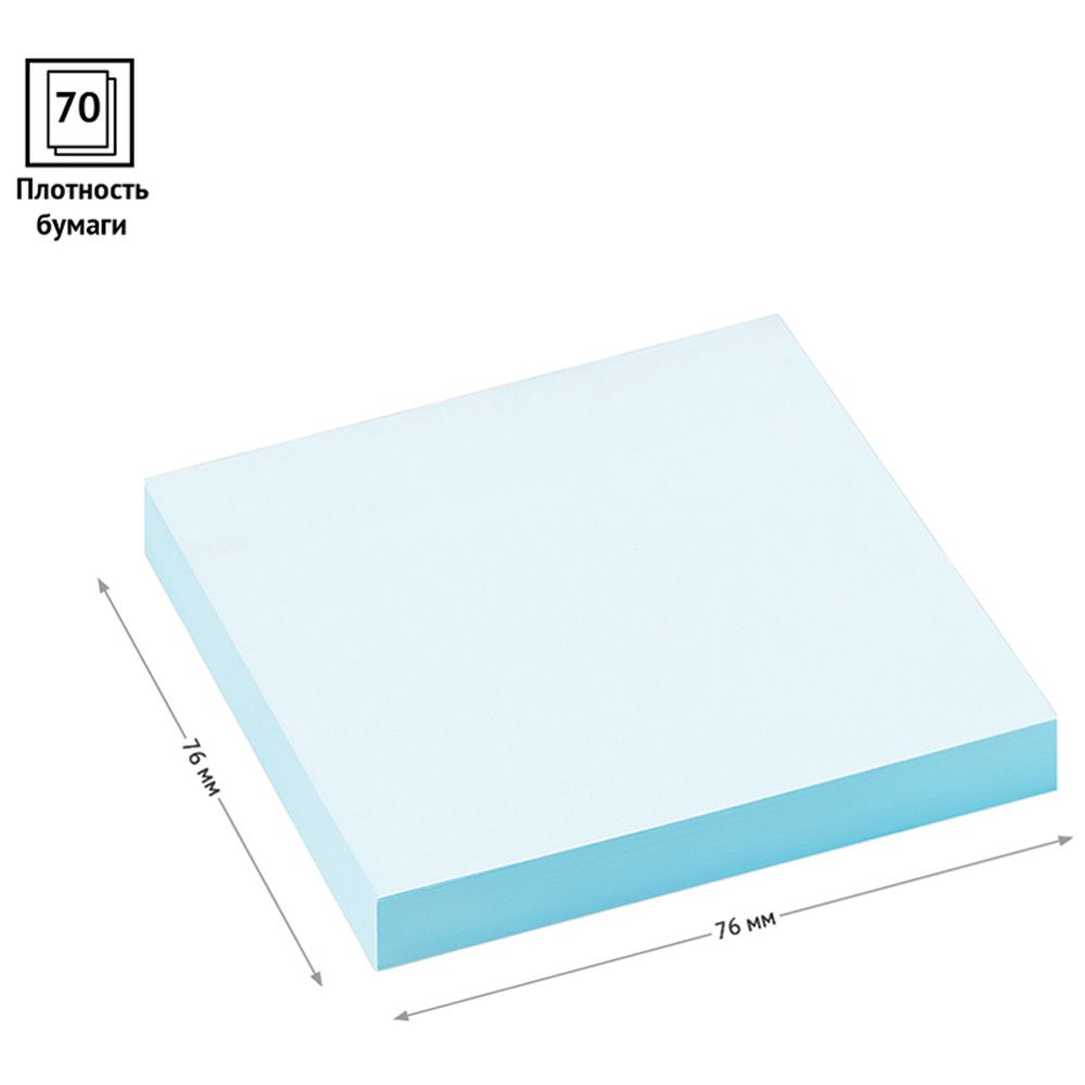 Бумага для заметок на клейкой основе "OfficeSpace", 76x76 мм, 100 листов, голубой - 3