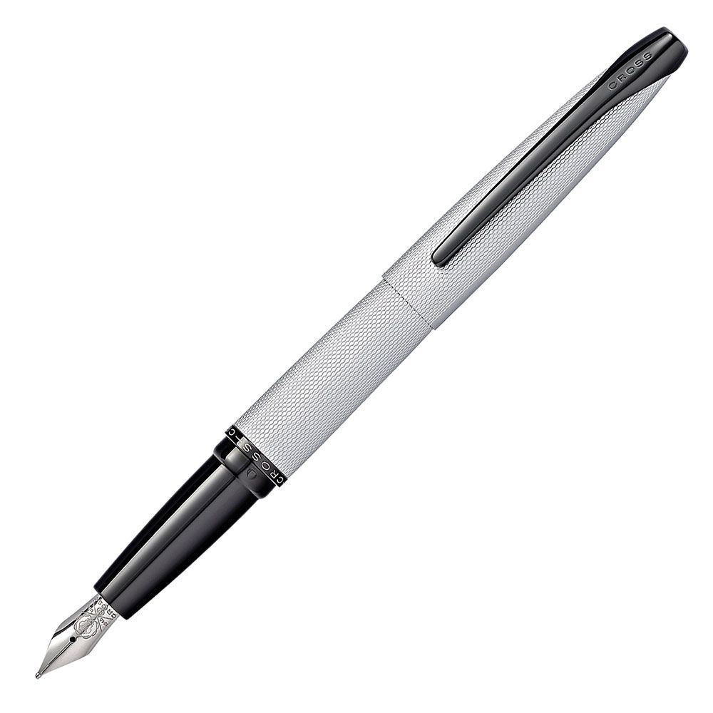 Ручка перьевая "Cross ATX Brushed Chrome Fountain Pen", M, белый, черный, патрон черный