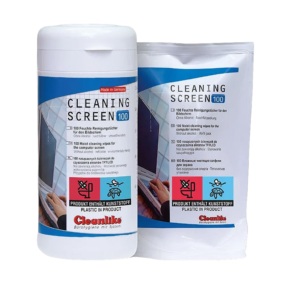 Салфетки чистящие для техники и экранов "Cleanlike" в тубе, 100 шт, безалкогольные