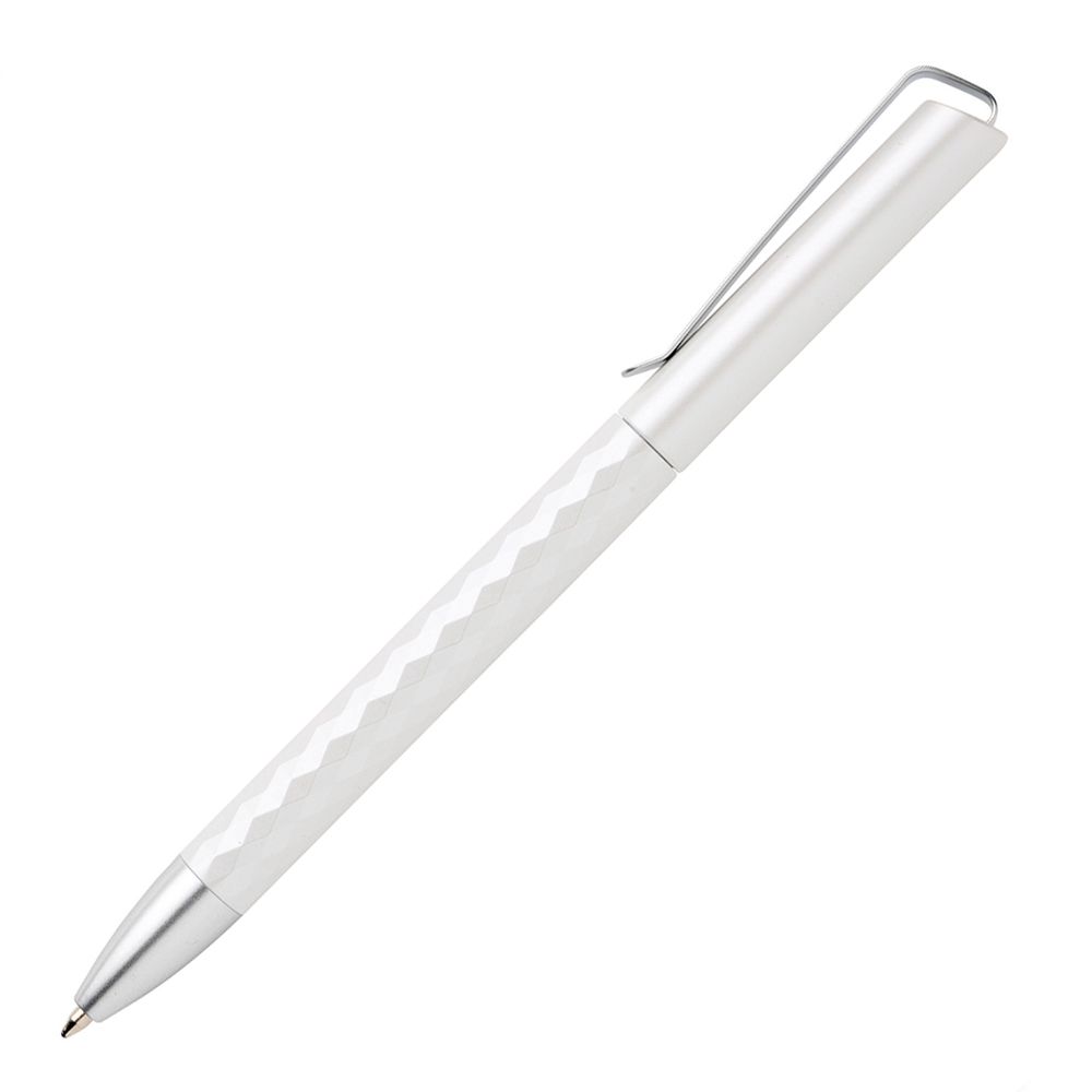 Ручка шариковая автоматическая Xindao "X3.1", 1.0 мм, белый, серебристый, стерж. синий - 2