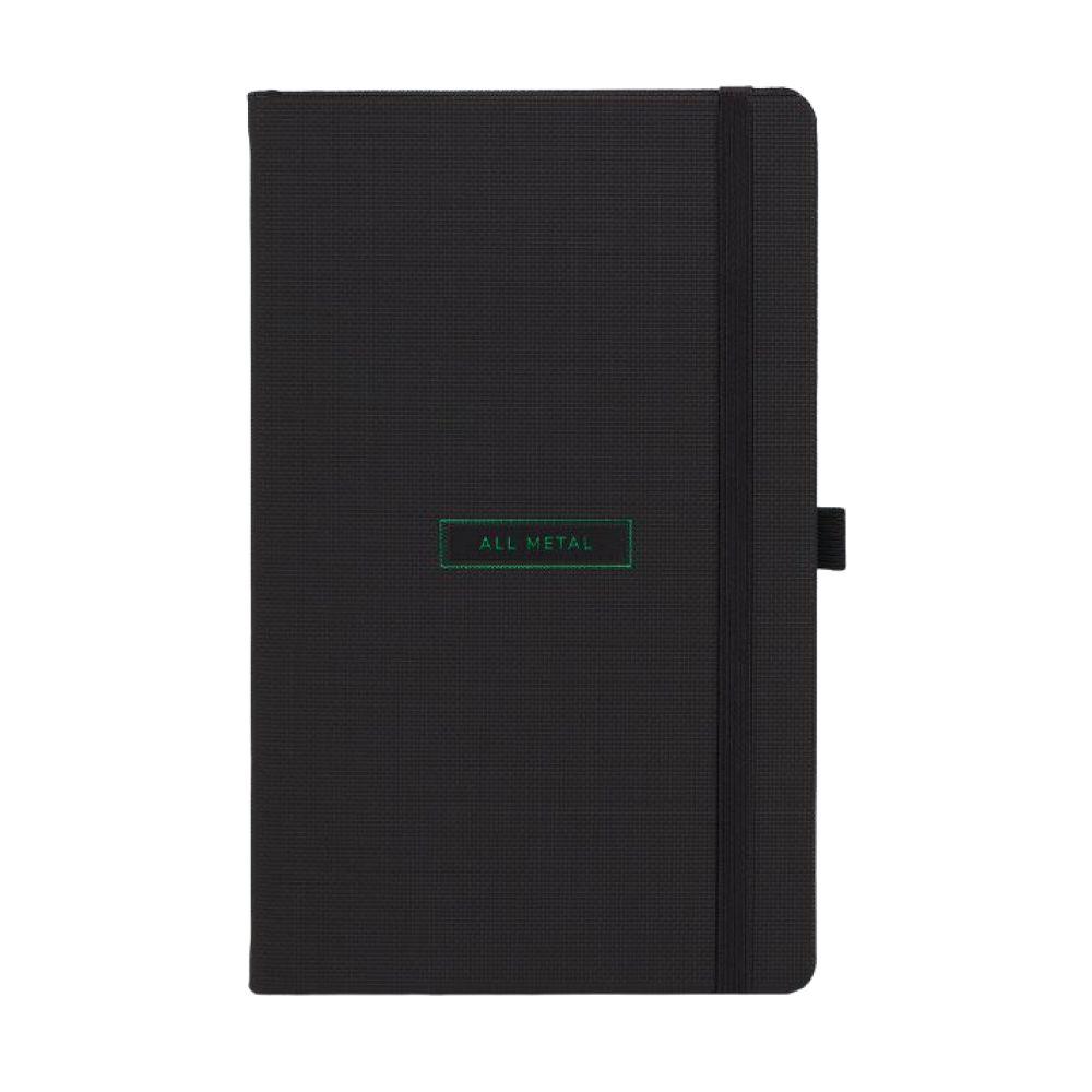 Блокнот "All metal green", А5, 96 листов, на резинке, черный, срез зеленый - 2