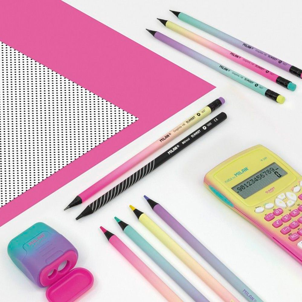 Карандаш простой "Sunset", HB, с ластиком, ассорти - 6