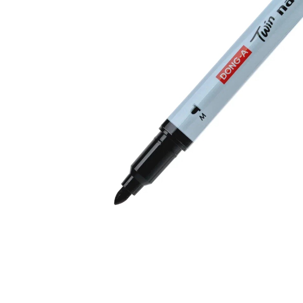 Маркер перманентный "Twin Name Pen", двусторонний, черный - 4