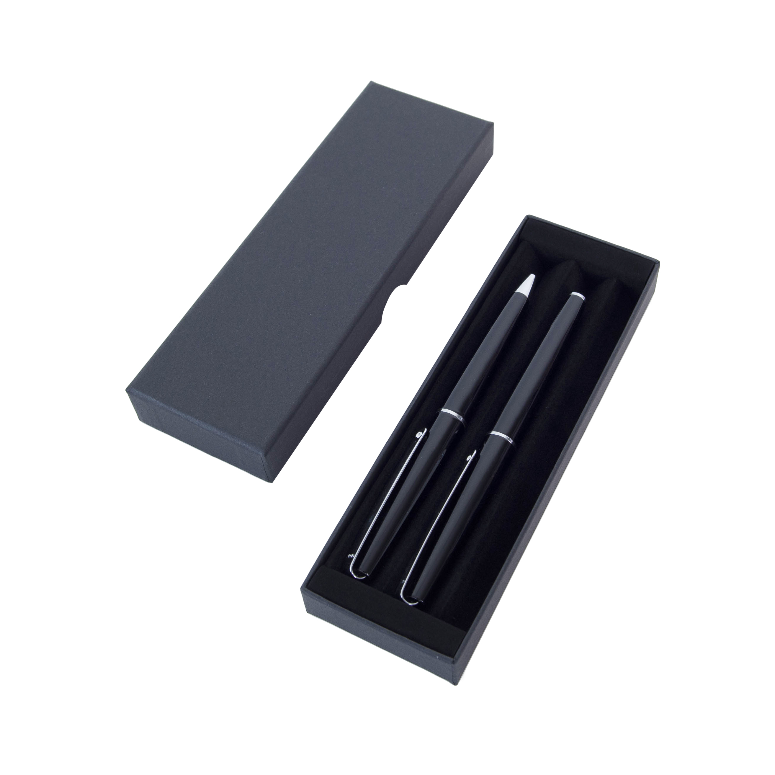 Набор ручек "Eternity": ручка шариковая автоматическая и роллер, черный, серебристый