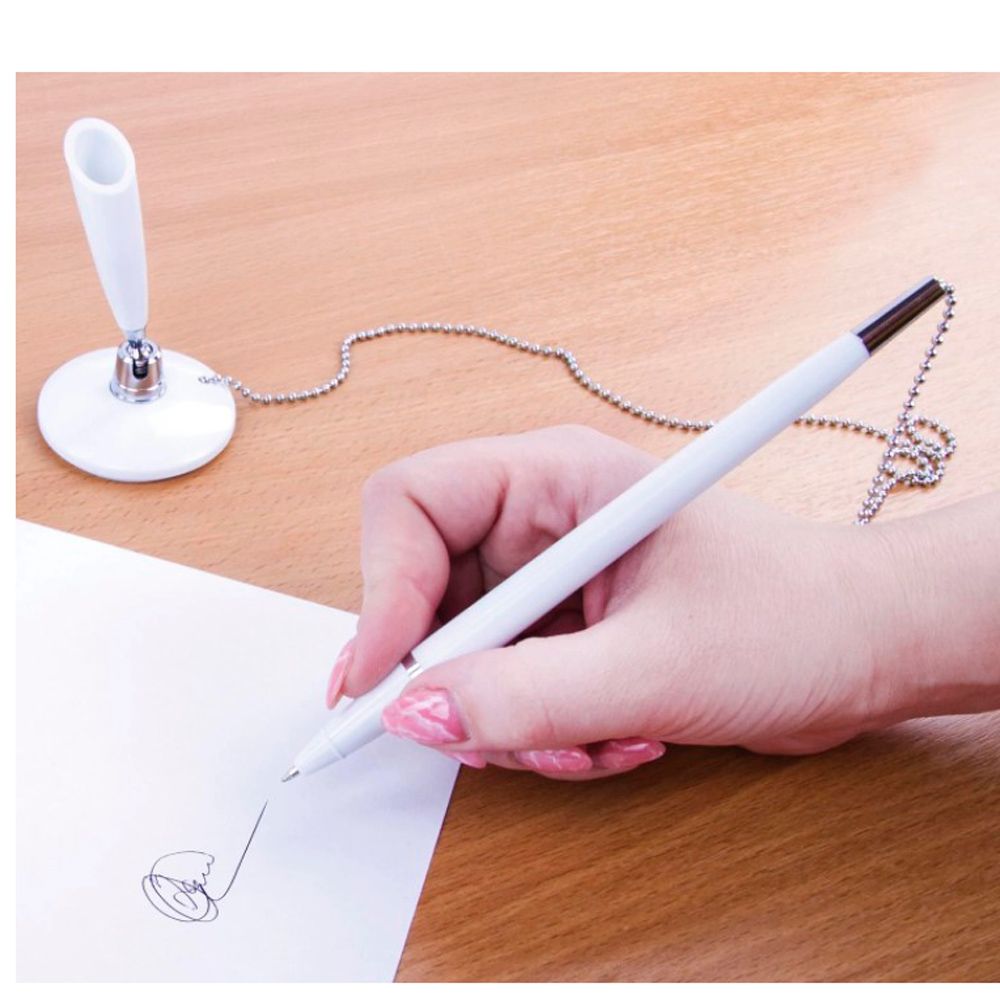 Ручка шариковая на подставке "Стэнд-Пен", 0.5 мм, белый, стерж. синий - 7