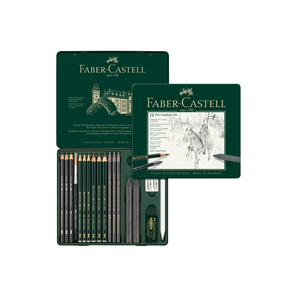 Карандаш чернографитный "Castell 9000", 19 штук, в металлическом футляре - 2