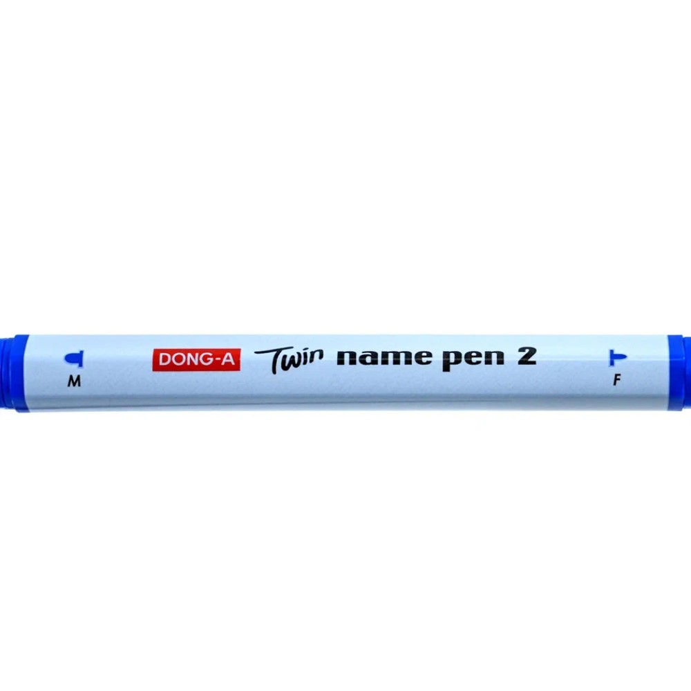 Маркер перманентный "Twin Name Pen", двусторонний, синий - 7