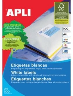 Самоклеящиеся этикетки универсальные "Apli", 38x21.2 мм, 100 листов, 65 шт, белый - 2