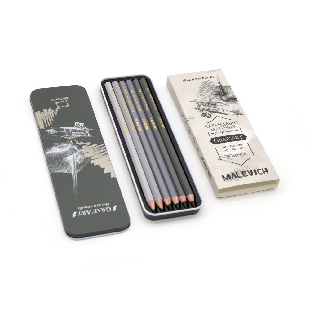 Карандаш графитный матовый "Малевичъ", набор 6 шт - 10