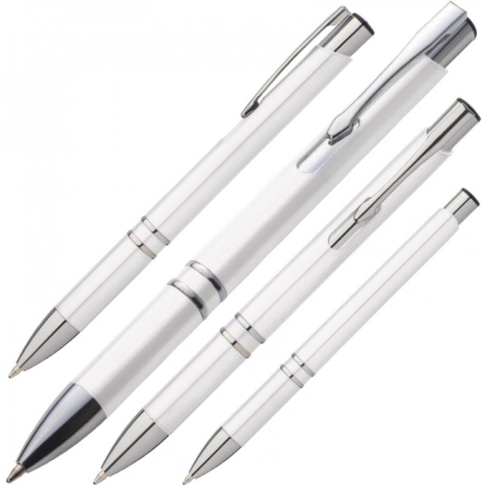 Ручка шариковая автоматическая "Baltimore", 0.7 мм, белый, серебристый, стерж. синий - 4