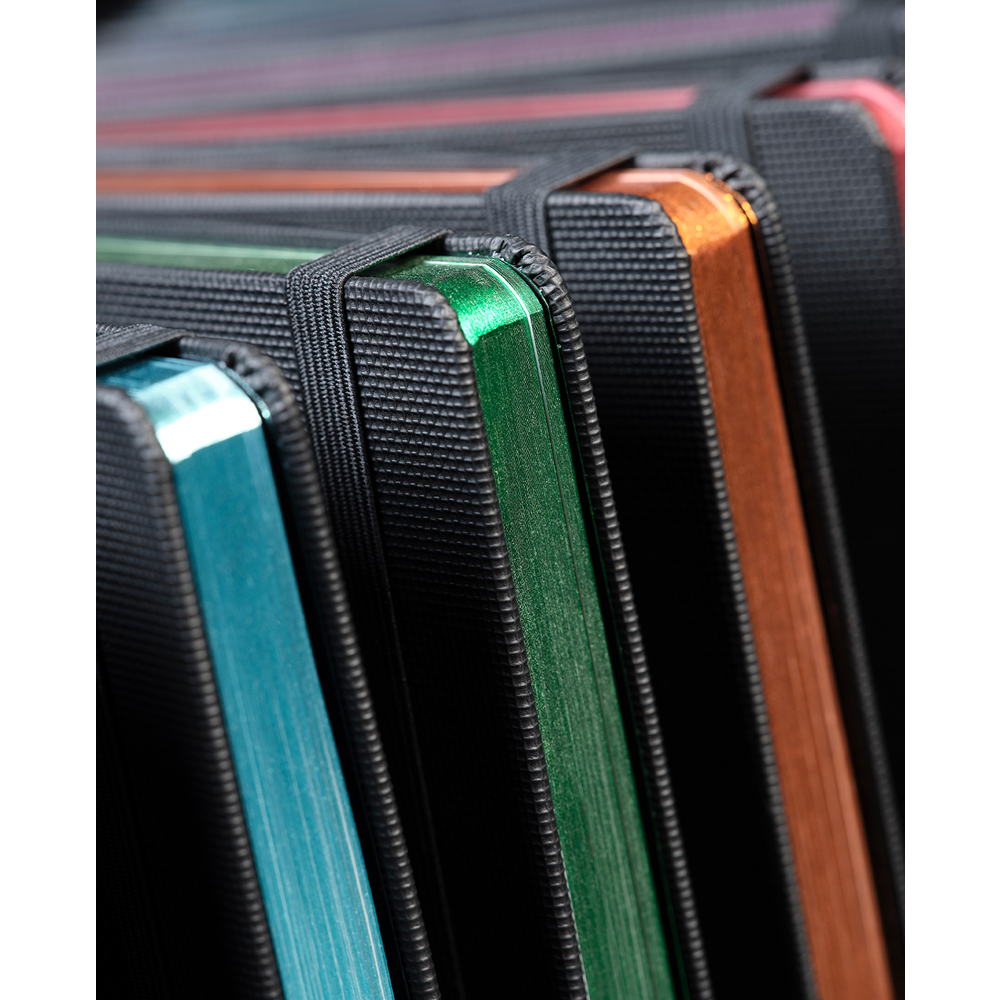 Блокнот "All metal green", А5, 96 листов, на резинке, черный, срез зеленый - 7