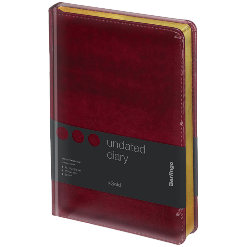 Ежедневник недатированный "xGold", А5, 320 страниц, бордовый - 9
