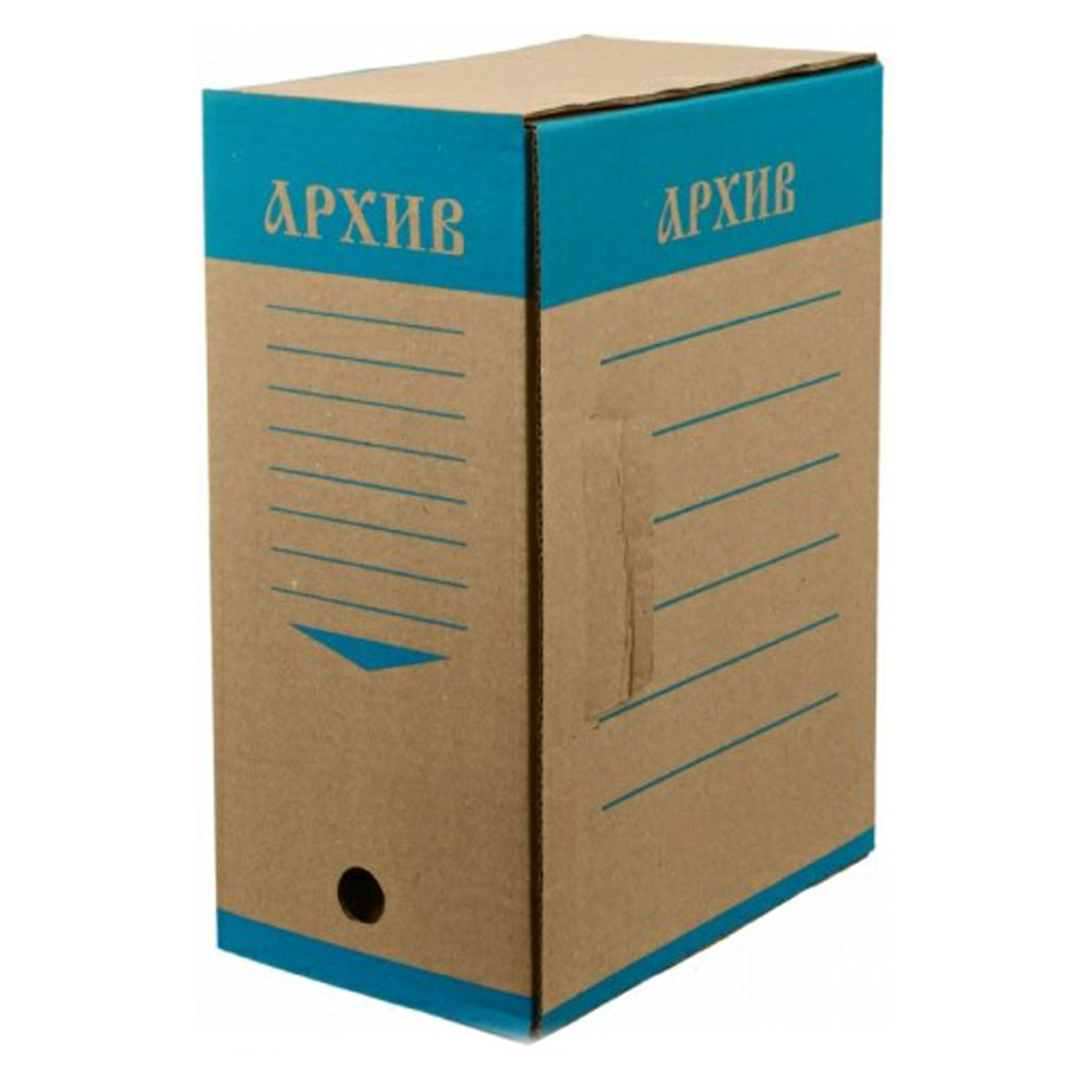 Коробка архивная "Эко", 150x327x240 мм, бурый, синий